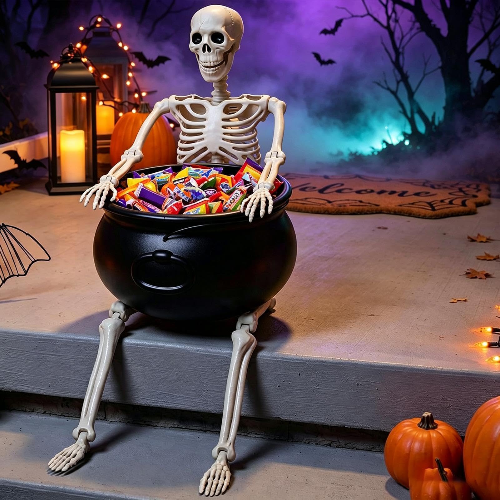 Outdoor Halloween Candy Bowl - articolato a mano, vassoio scheletro