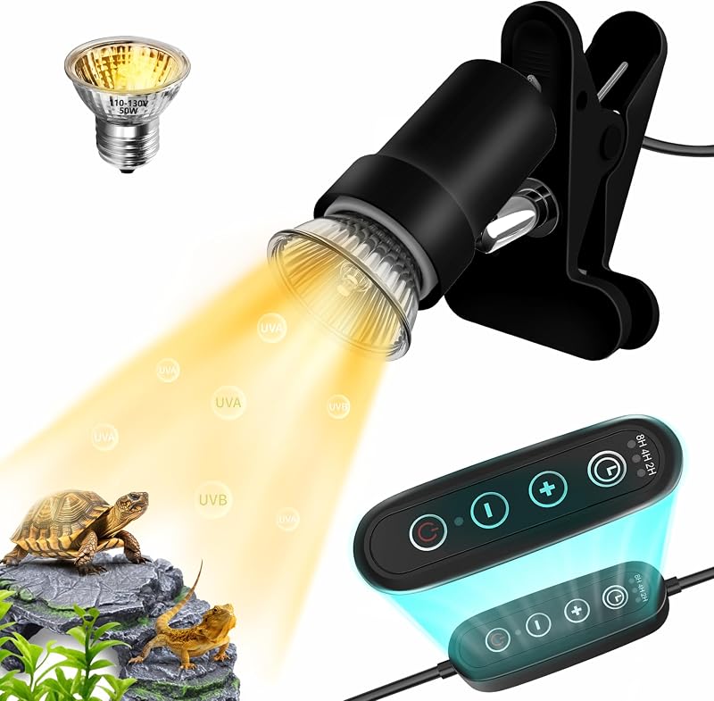 Lâmpada de Aquecimento para Terrário GOZILLA com UVA/UVB, Controle de Intensidade e Temporizador, 50W, GZ-LIGHT50, Preta