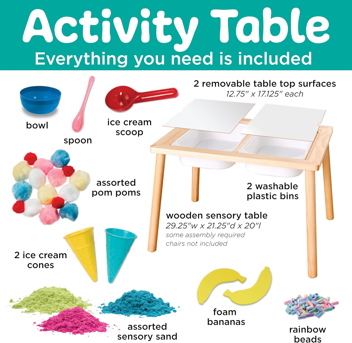 Creativity for Kids Deluxe Sensory Table: Ice Cream Shop, Activity Table for Toddlers Ages 3-5+ (Sensory Bins Included), Toddler Sensory Table, Kids Art Table with Sensory Toys
