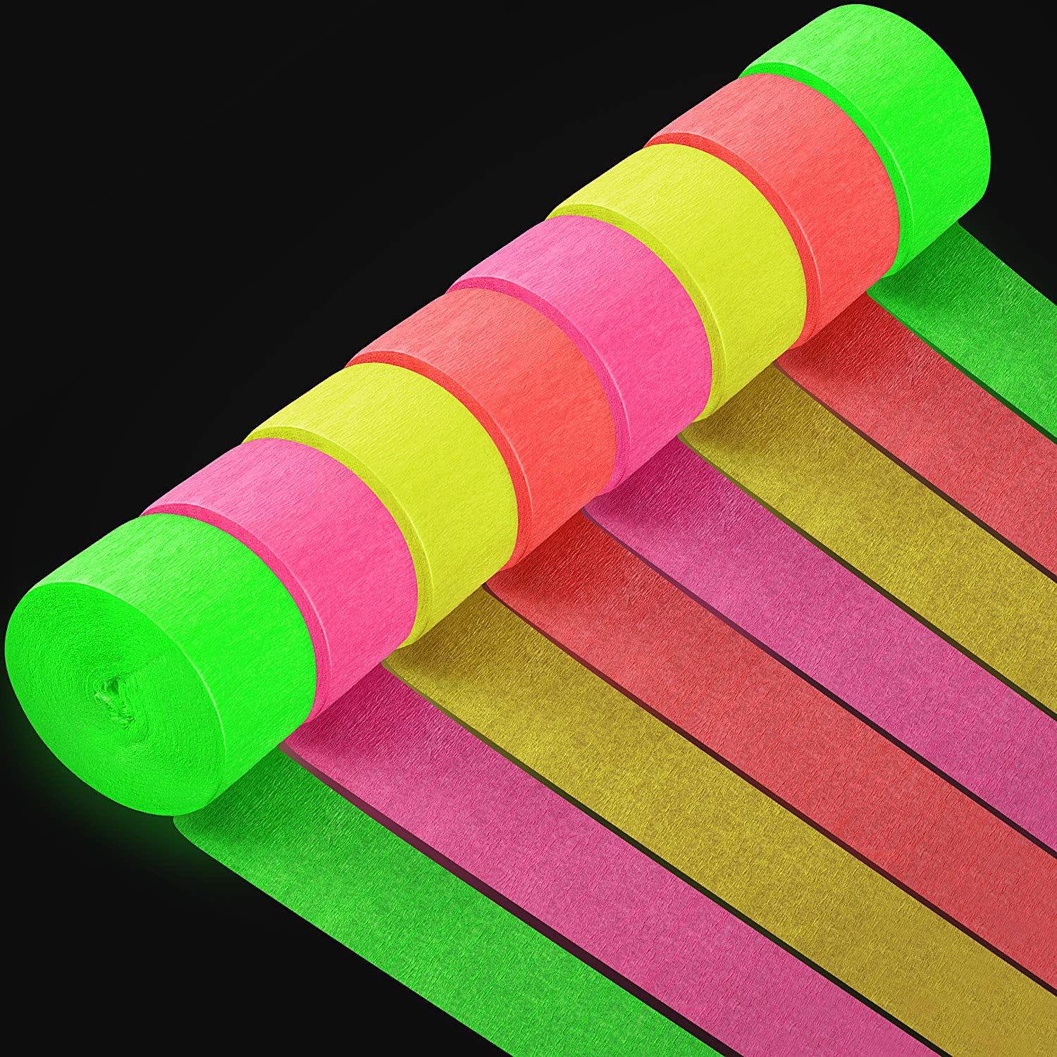 8 Rolls Crepe Paper Streamers Glow Party Crepe Paper