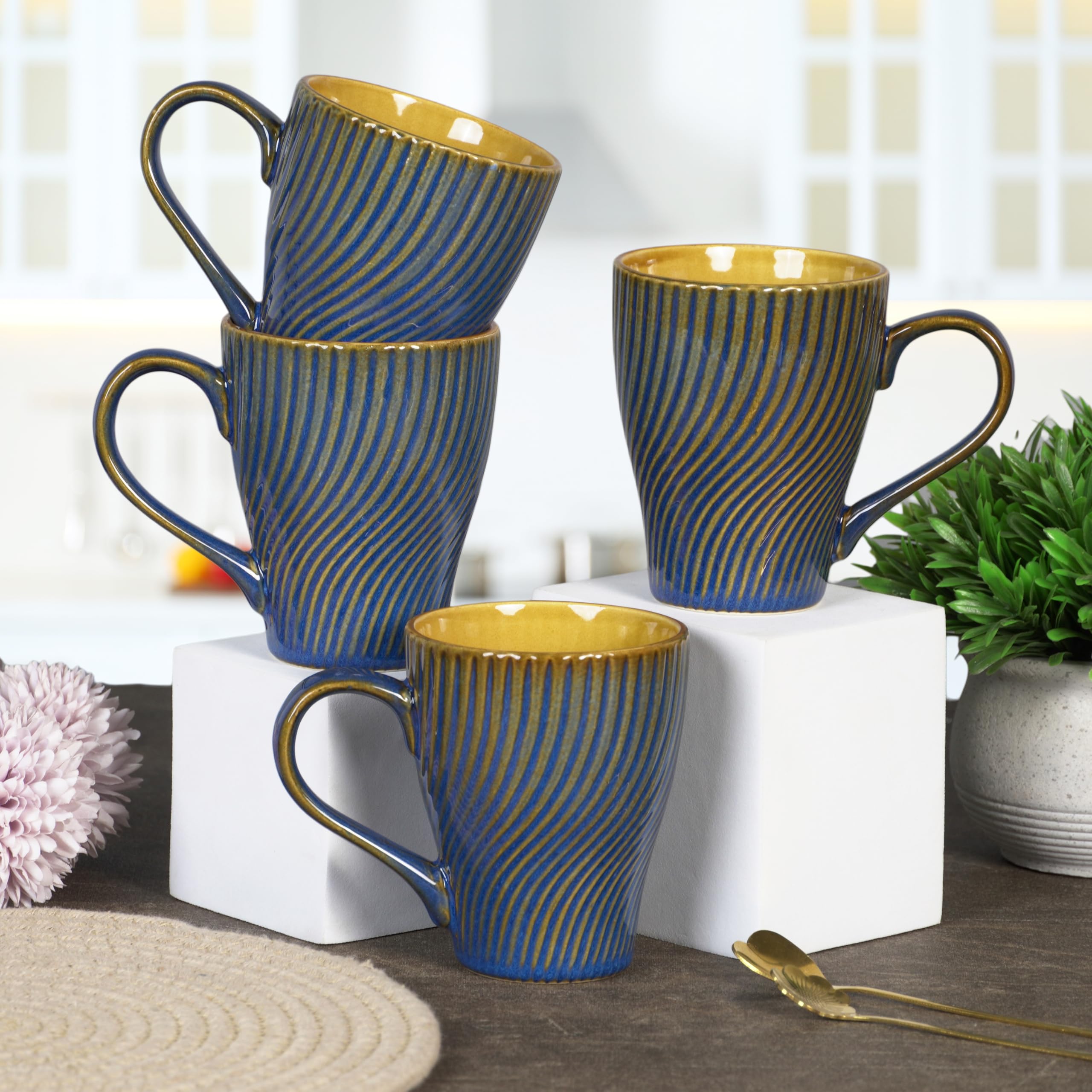 CRAF10 Indigo Gold Coffee Mugs - Set of 1 -17 CRAF10 Indigo Gold Coffee Mugs - Set of 1 -17