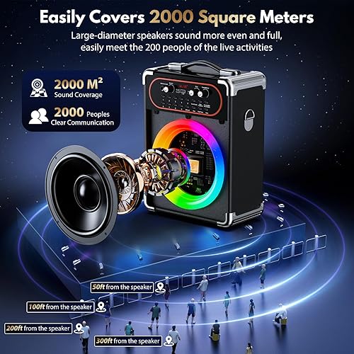 Miniatura 2 de Máquina de karaoke con 2 micrófonos, altavoz de karaoke portátil Bluetooth 5.3 para eventos al aire libre, reuniones y fiestas, sistema PA con