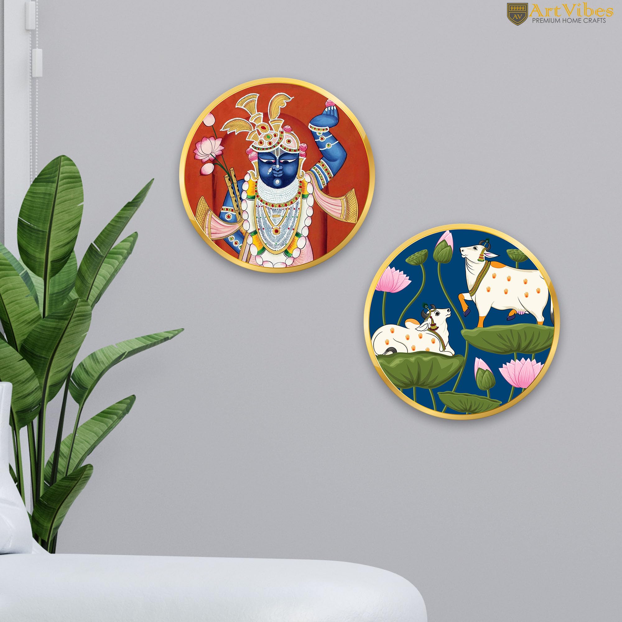 Artvibes Pichwai Wall Hanging - Wooden Decor -3 Artvibes Pichwai Wall Hanging - Wooden Decor -3