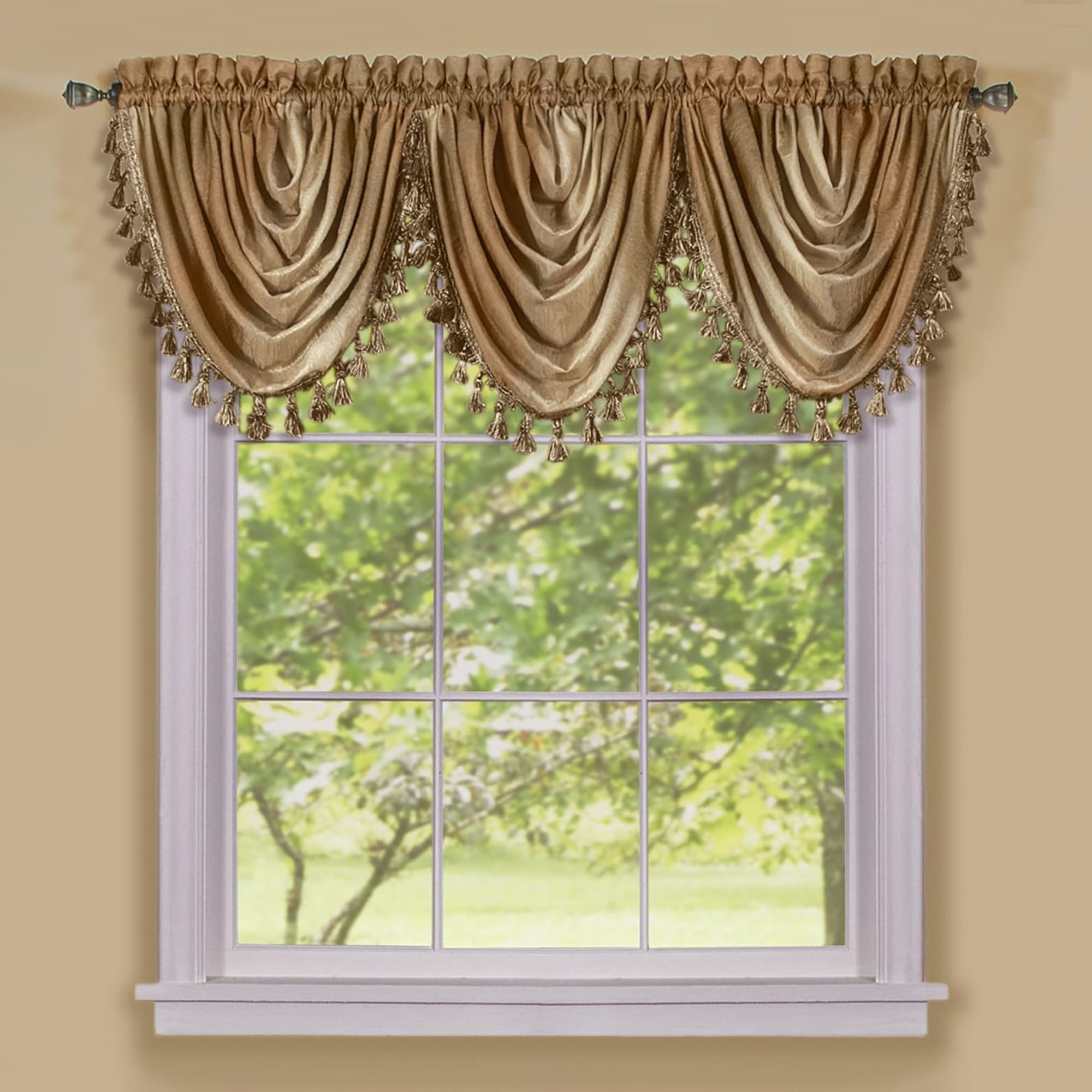 Achim Home Furnishings Ombre Waterfall Valance, Sandstone