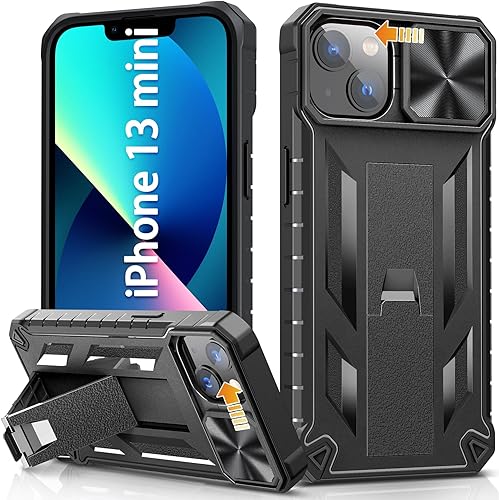 Miniatura 1 de SOiOS Funda para iPhone 13 Mini y 12 Mini con soporte integrado y protector de pantalla, cuerpo completo, resistente, resistente, grado militar, a