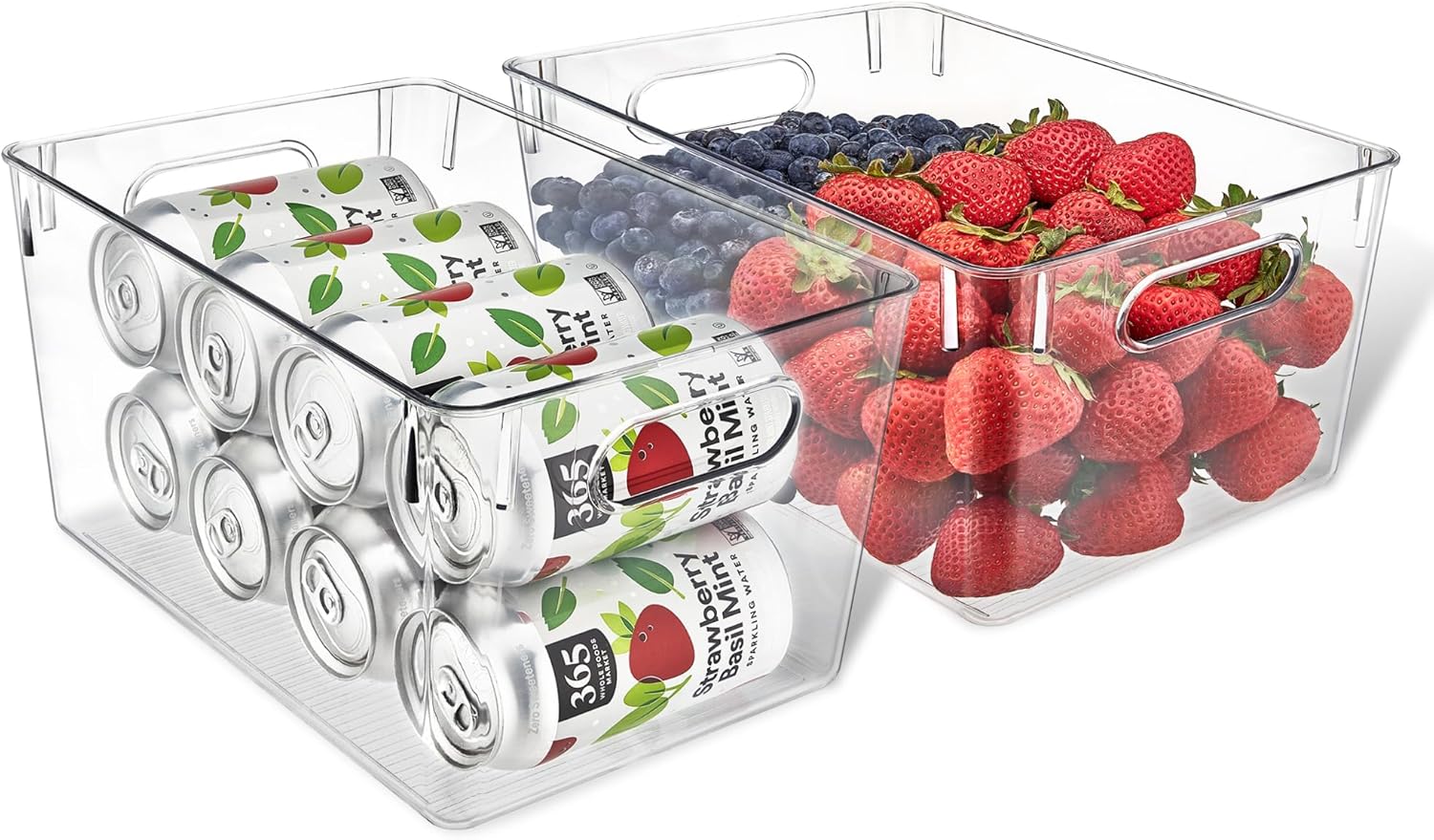 Stackable Clear Refrigerator Bins – 2 Large Capacity Organizers