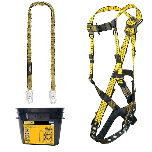 DEWALT Kit de cumplimiento de protección contra caídas con arnés D1000, ajuste de 5 puntos con pecho de paso y patas de hebilla de lengua