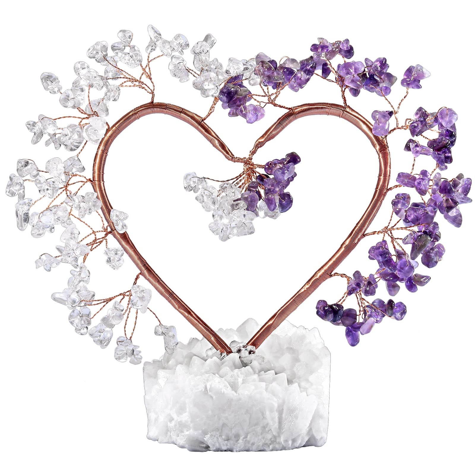 KYEYGWO Natural Crystal Stones Tree with Rock Crystal Cluster Base Quartz Bonsai Money Tree for Home Office and Feng Shui Decor - Image 2