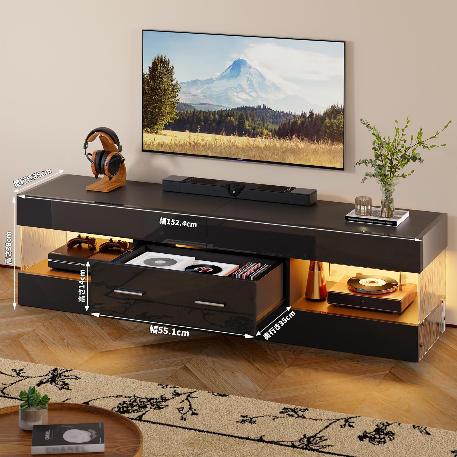 Amazon｜Bestier テレビ台 ‎幅152.4×奥行き35×高さ40cmテレビボード 32