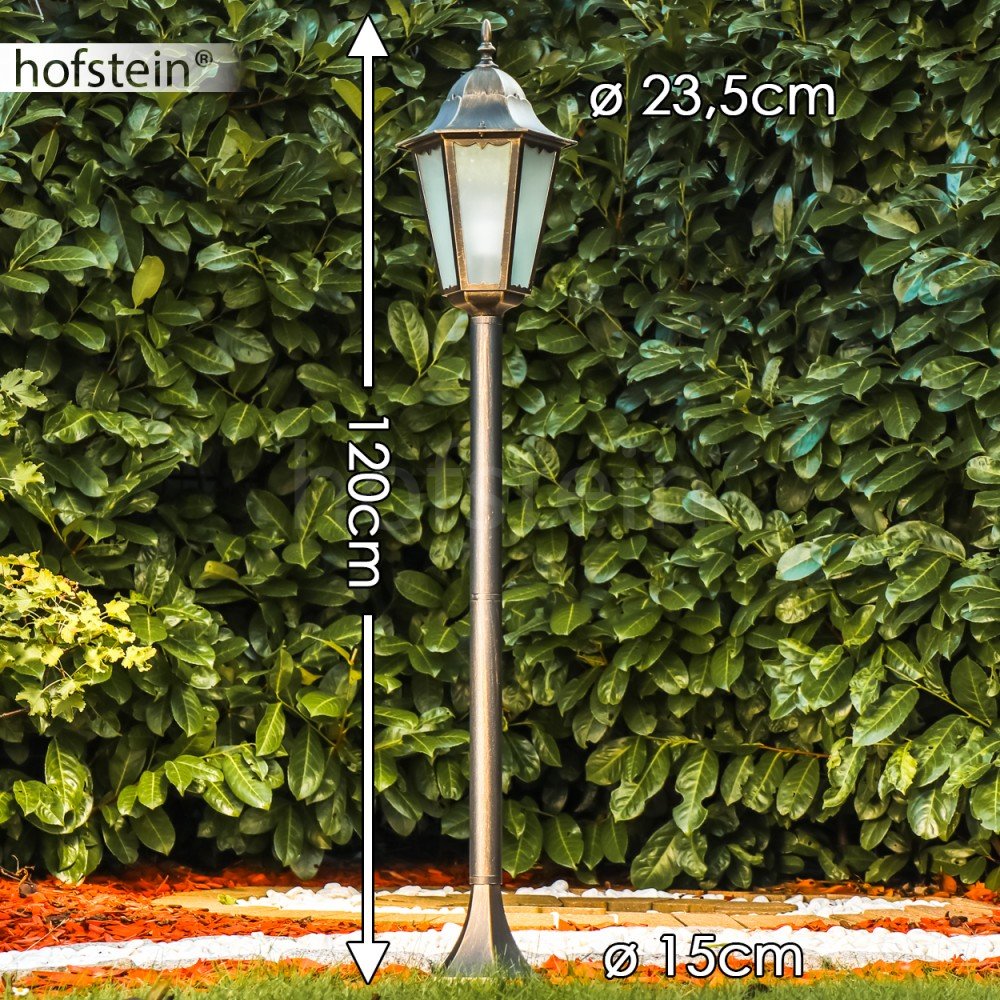 Lampioncino da Esterno in alluminio Pressofuso Effetto Anticato- Lampione Design Classico con Paralumi in Vetro Satinato- Illuminazione per Giardino e Vialetto