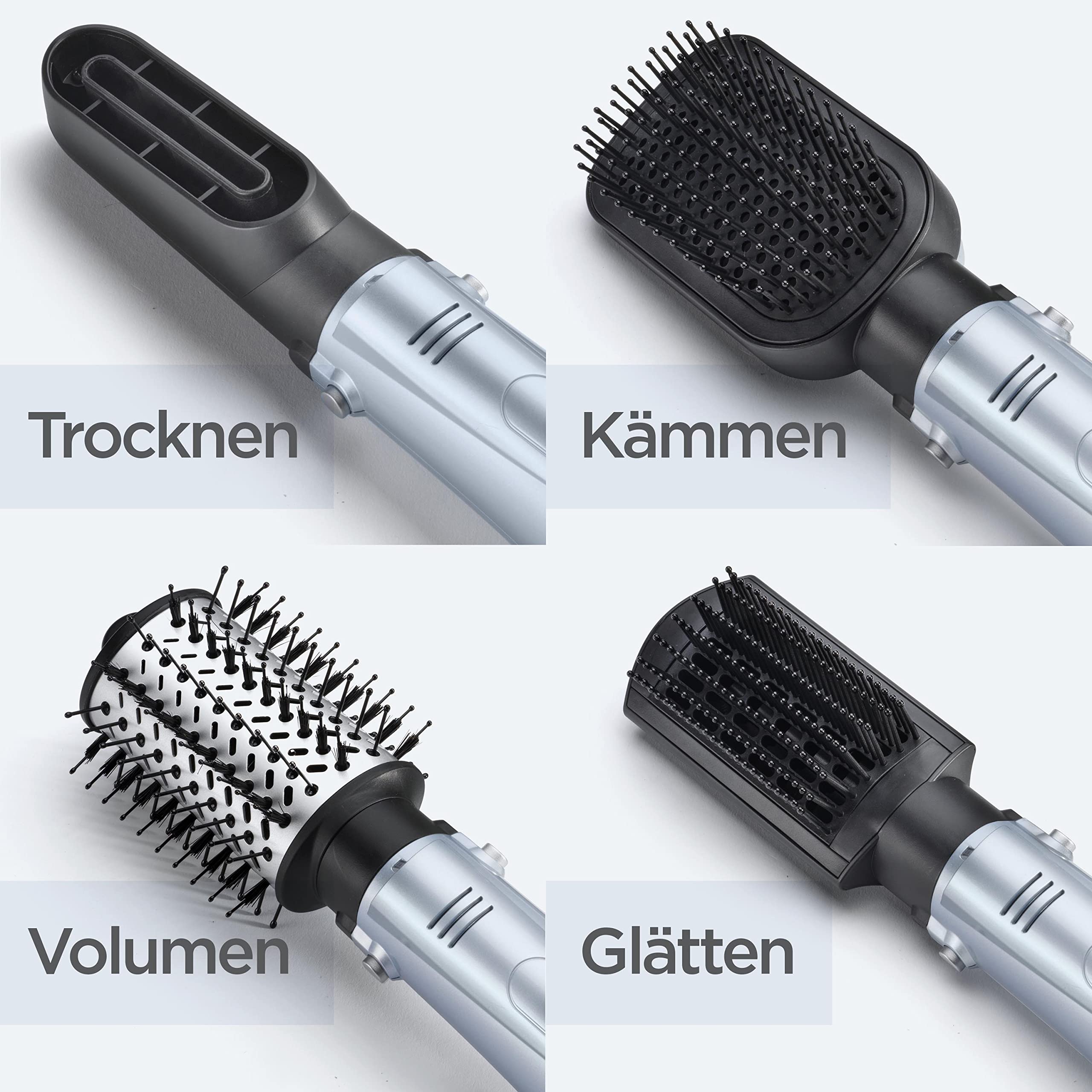 BaByliss Hydro-Fusion 4-in-1 Warmluftbürste – 1000W Anti-Frizz Föhnbürste, Ionen-Technologie, Trocknen, Glätten, Kämmen, Formen in einem Schritt, Blau, AS774E