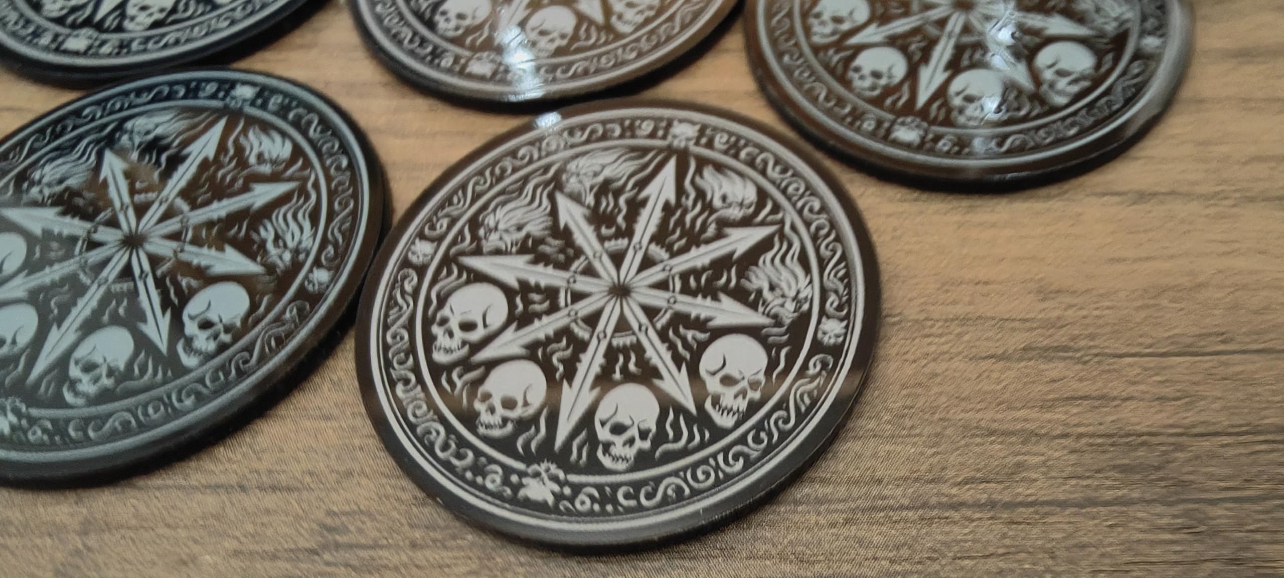 Fantasy/Sci Fi Acrylic Gaming Objectives, Set of 5, Wargame Accessories - Chaos (Ornate)