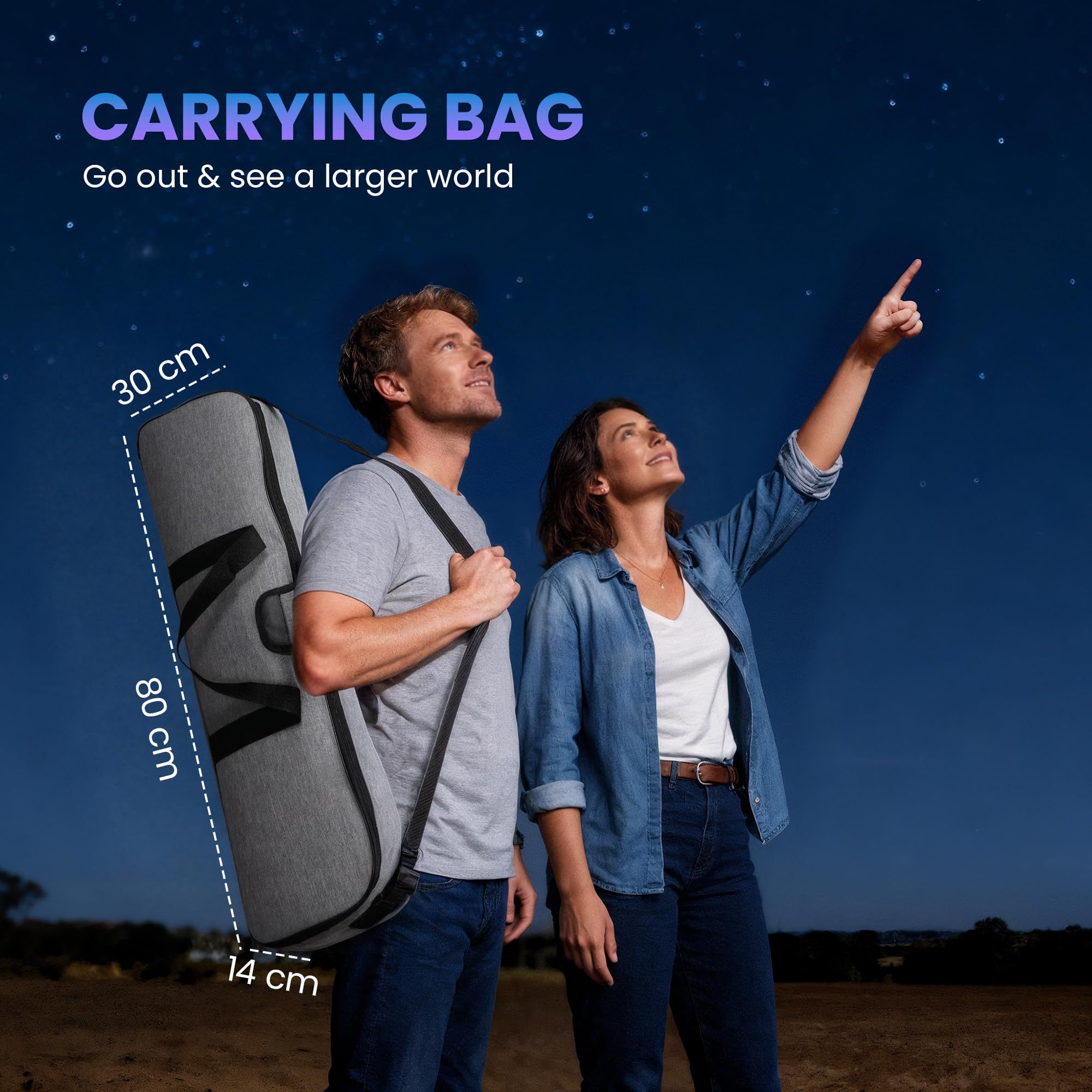 Outsunny Telescopio Astronómico con Apertura de 80mm/500mm, 40X/16X Telescopio Refractor Portátil con Adaptador de Teléfono, Estuche de Transporte, Trípode de Altura Ajustable para Adultos, Blanco y