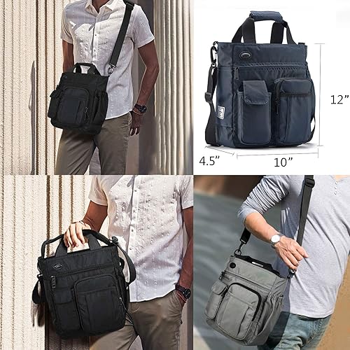 Vista 7 de d'yallee Bolso bandolera para hombre, impermeable, bolsa de trabajo, de nailon