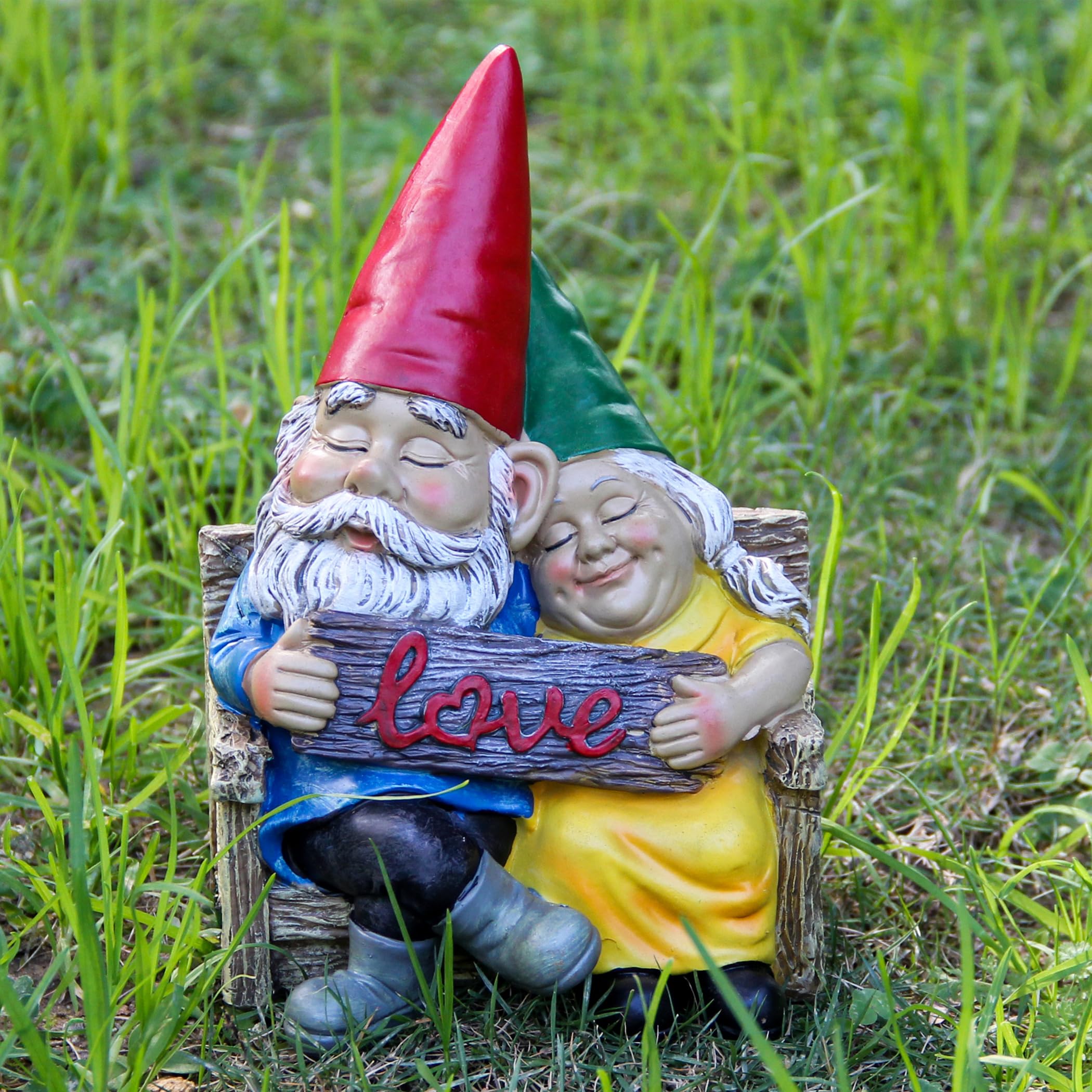 Nain de Jardin Extérieur Rigolo - Couple Amoureux sur Banc, Statue Décorative Résistante aux Intempéries, Décoration de Jardin Originale pour Balcon et Terrasse, Cadeau de Mariage et Anniversaire