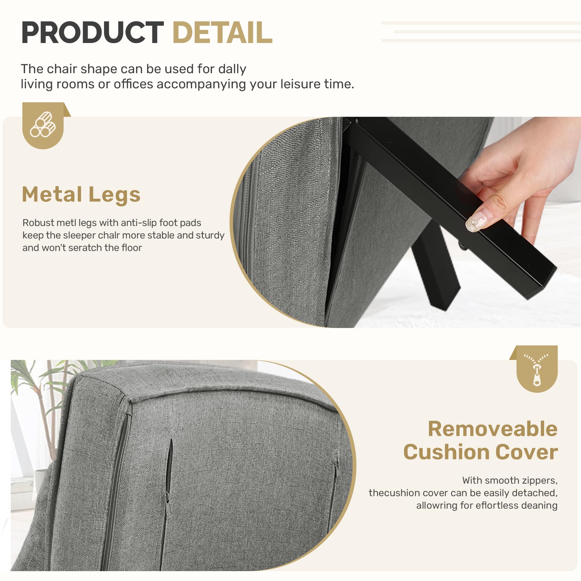 Hawthyhome Sillón Cama 4 en 1, sofá Cama, Cama para Invitados Que Ahorra Espacio, sillón Relax con Respaldo Ajustable, Capacidad de Carga de 150 kg, Gris Oscuro