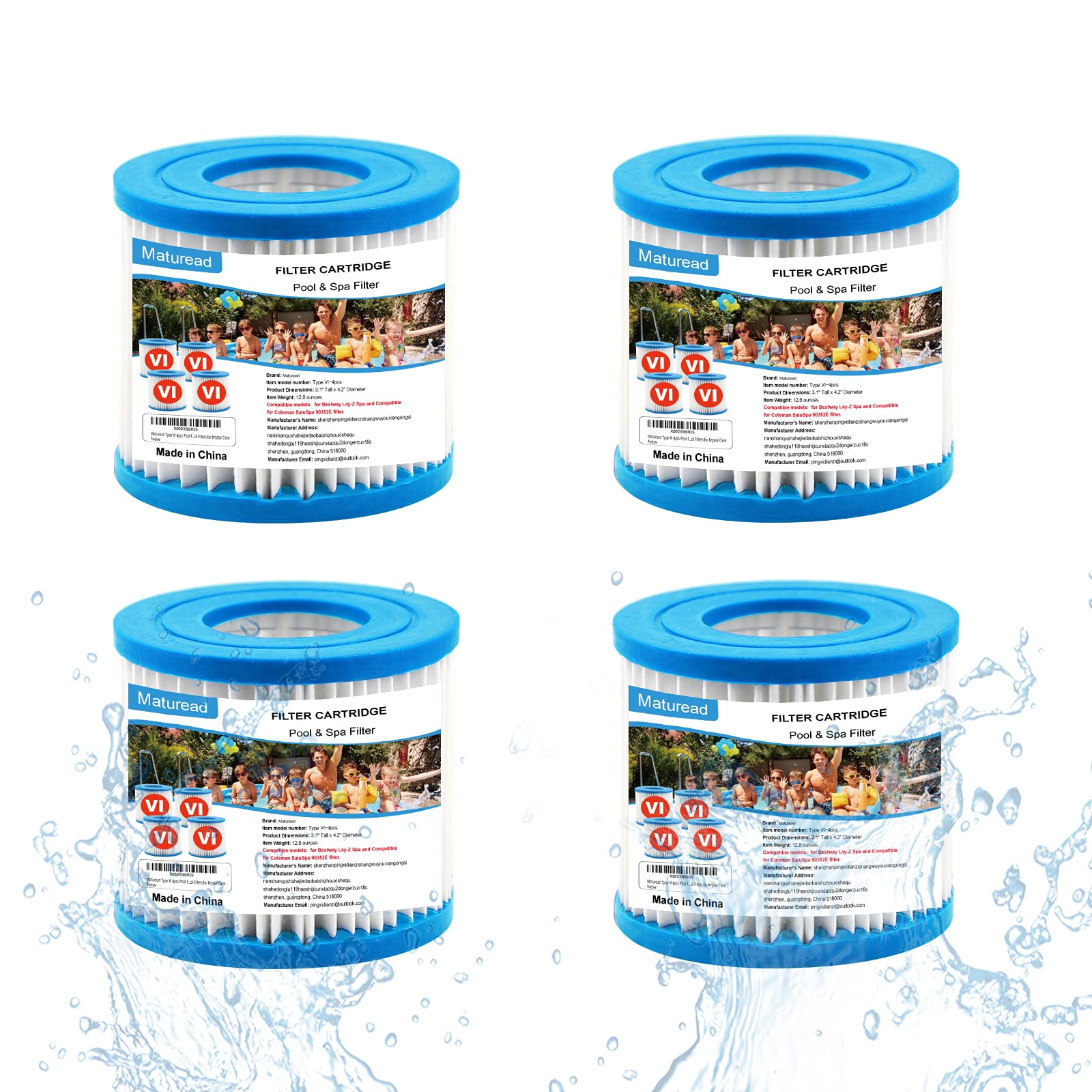 Buy Maturead Type VI Pool Filter Cartridge (4 Pack) Compatible with