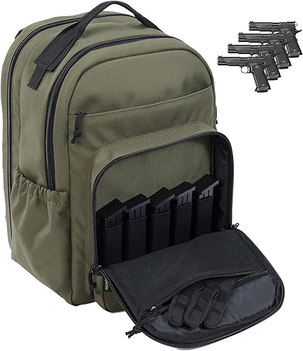 Miniatura 7 de VEAGIA Mochila táctica de rango para pistola, 4 estuches de pistola, bolsa de alcance de munición, bolsa de tiro oculta para tiro, mochila de