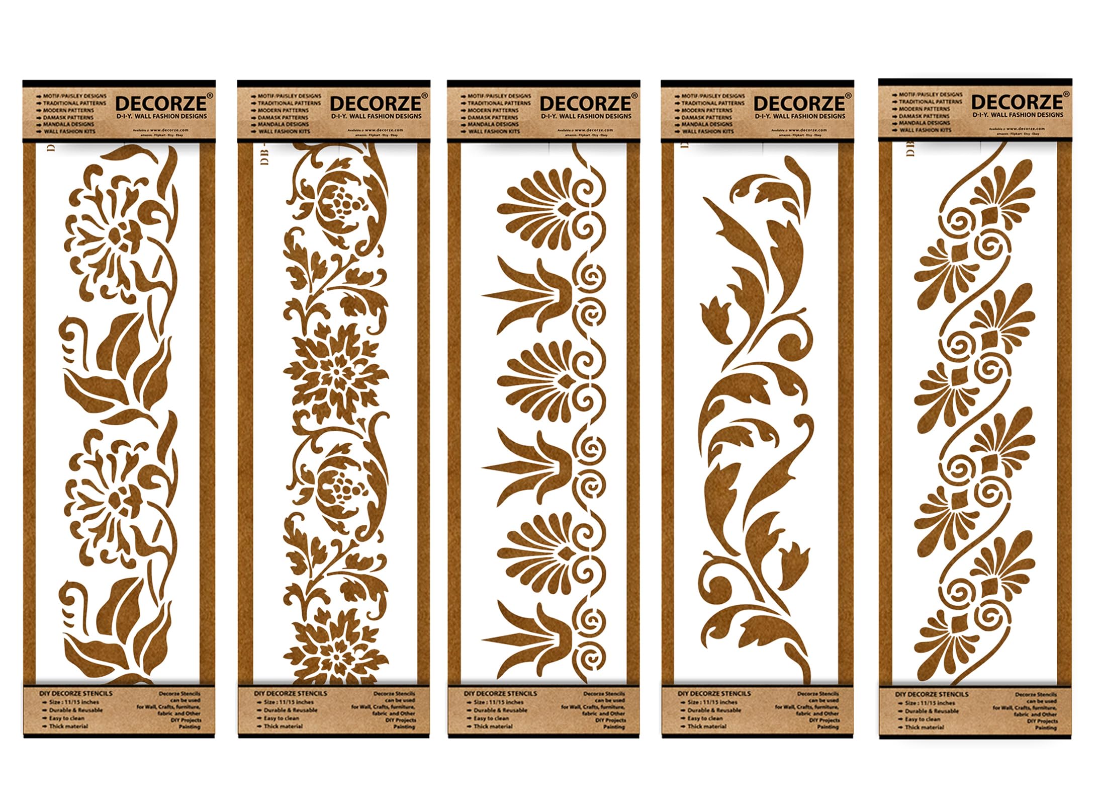 Decorze Plastic Stencils for Border Art, Stencils for Wall, Border Stencils for Wall Painting Suitable for Room Wall Decoration Purpose (Set of 5)(Color-White)|Design-19 (B0CL4TDPVD) Amazon Price History, Amazon Price Tracker