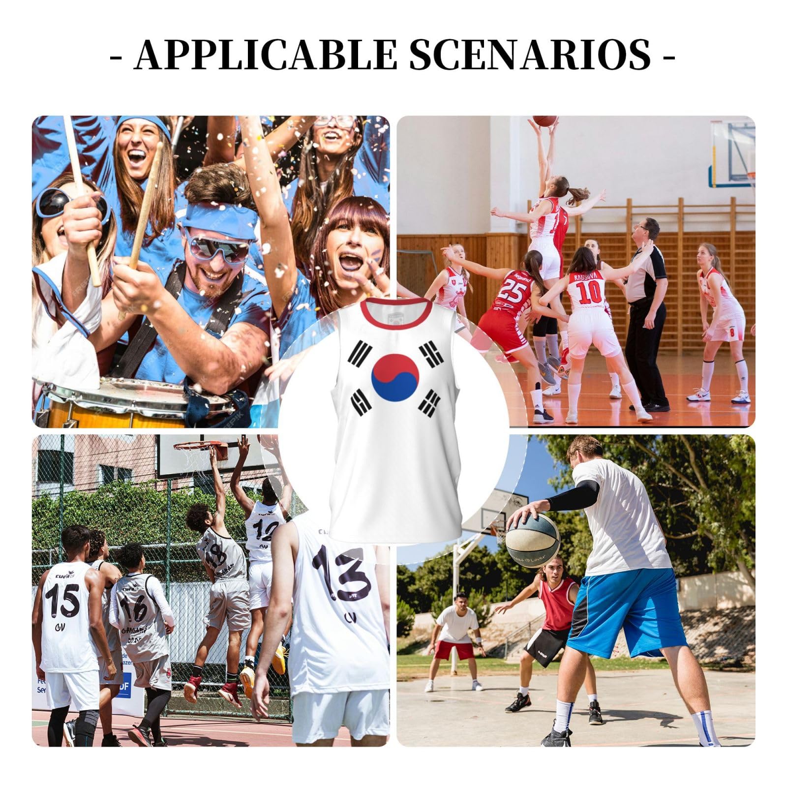 Bandiera della Corea del Sud Maglia da Basket della Corea del Sud Maglie Sportive da Uomo Corsa Fitness