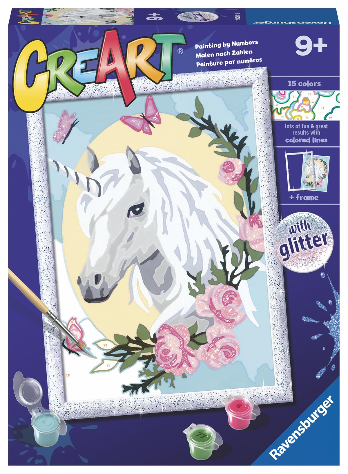 Ravensburger - CreArt Serie D: Ritratto di unicorno, Kit per Dipi...