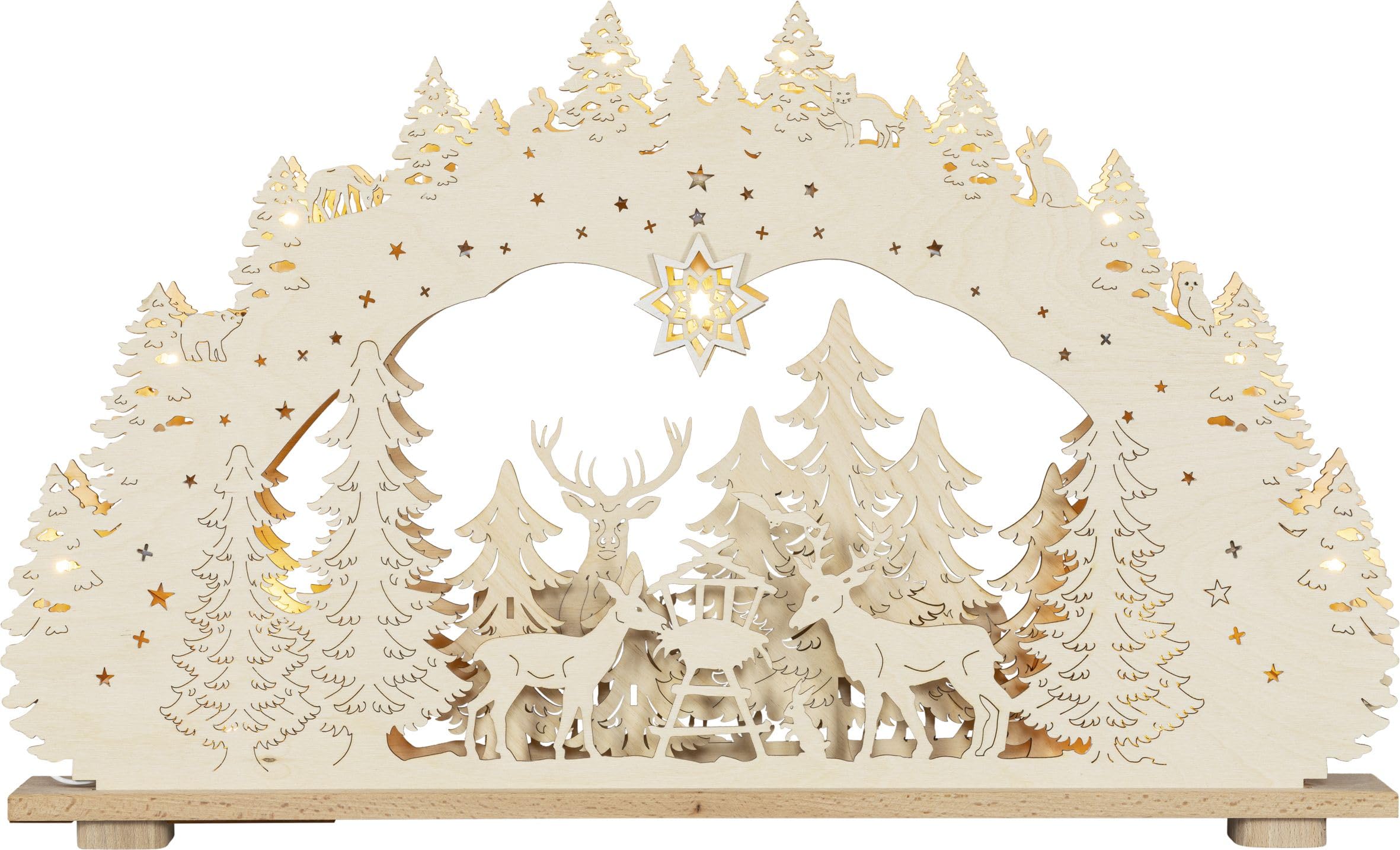 Arc lumineux 3D bois pour décoration de fenêtre de Noël chaleureuse