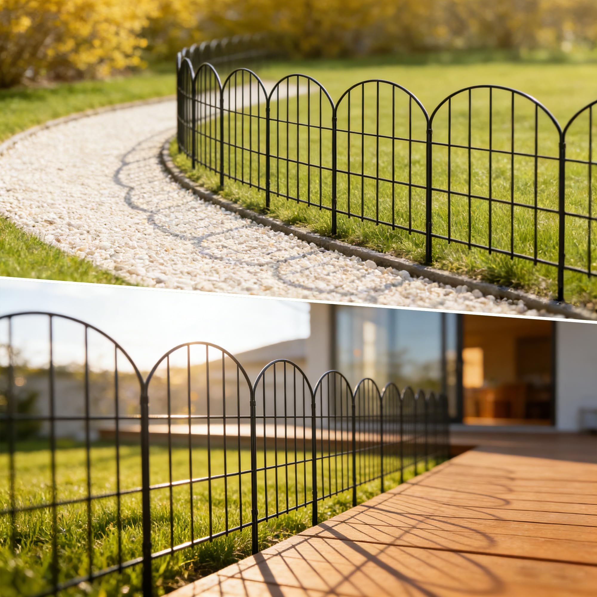 Thealyn Clôture de jardin décorative - 81 cm (H) x 45 cm (l) (10 panneaux, longueur totale 4,5 m) - Clôture extérieure en métal sans creuser pour parterre de fleurs, cour, barrière pour animaux