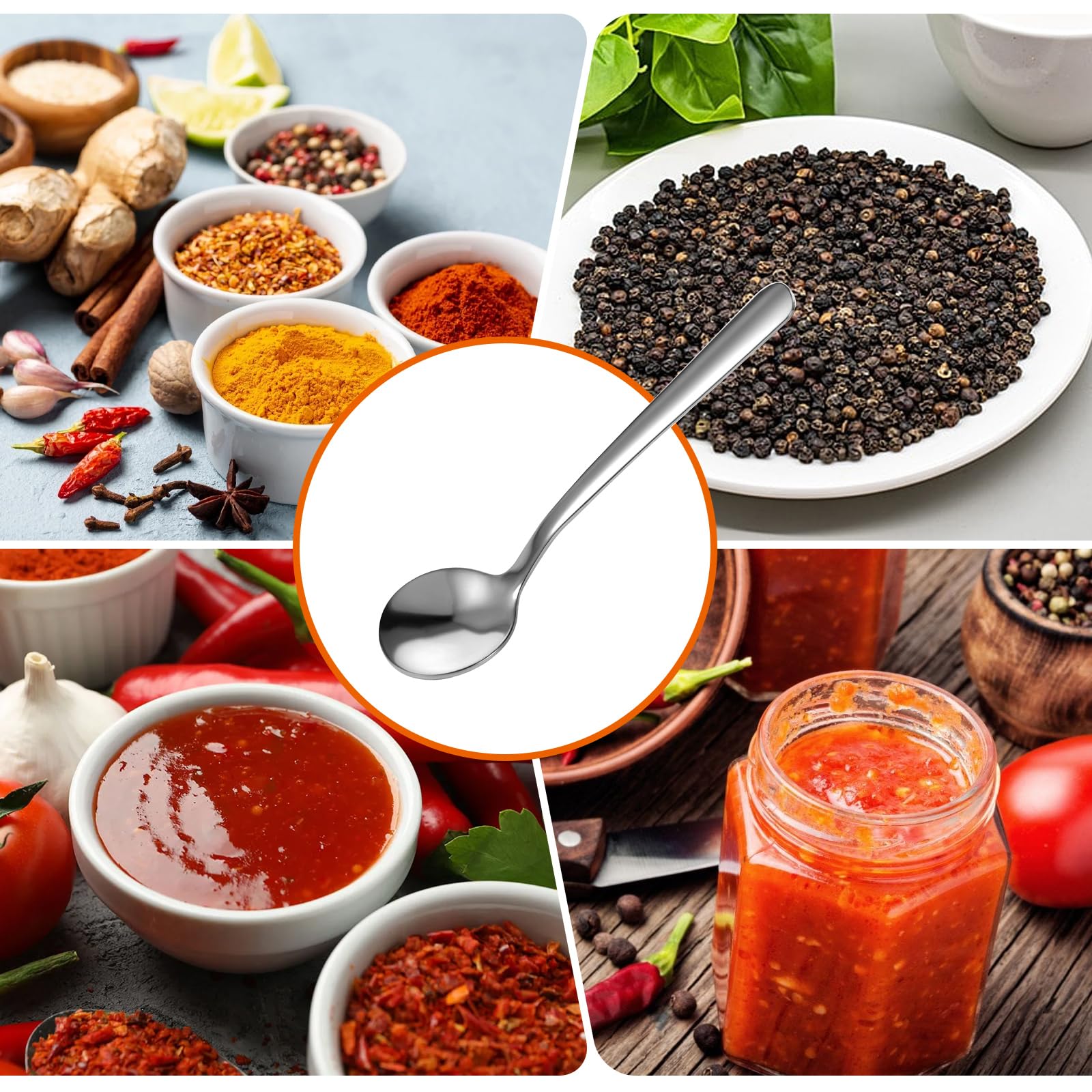 Ouligay 8 Stück Kleine Löffel für Gewürzgläser, Tiny Edelstahl Gewürz Löffel, Mini Größe 8,9cm Kleine Gewürzlöffel, Fun Little Spice Spoon Kleiner für Salz, Zucker, Honig, Gewürze
