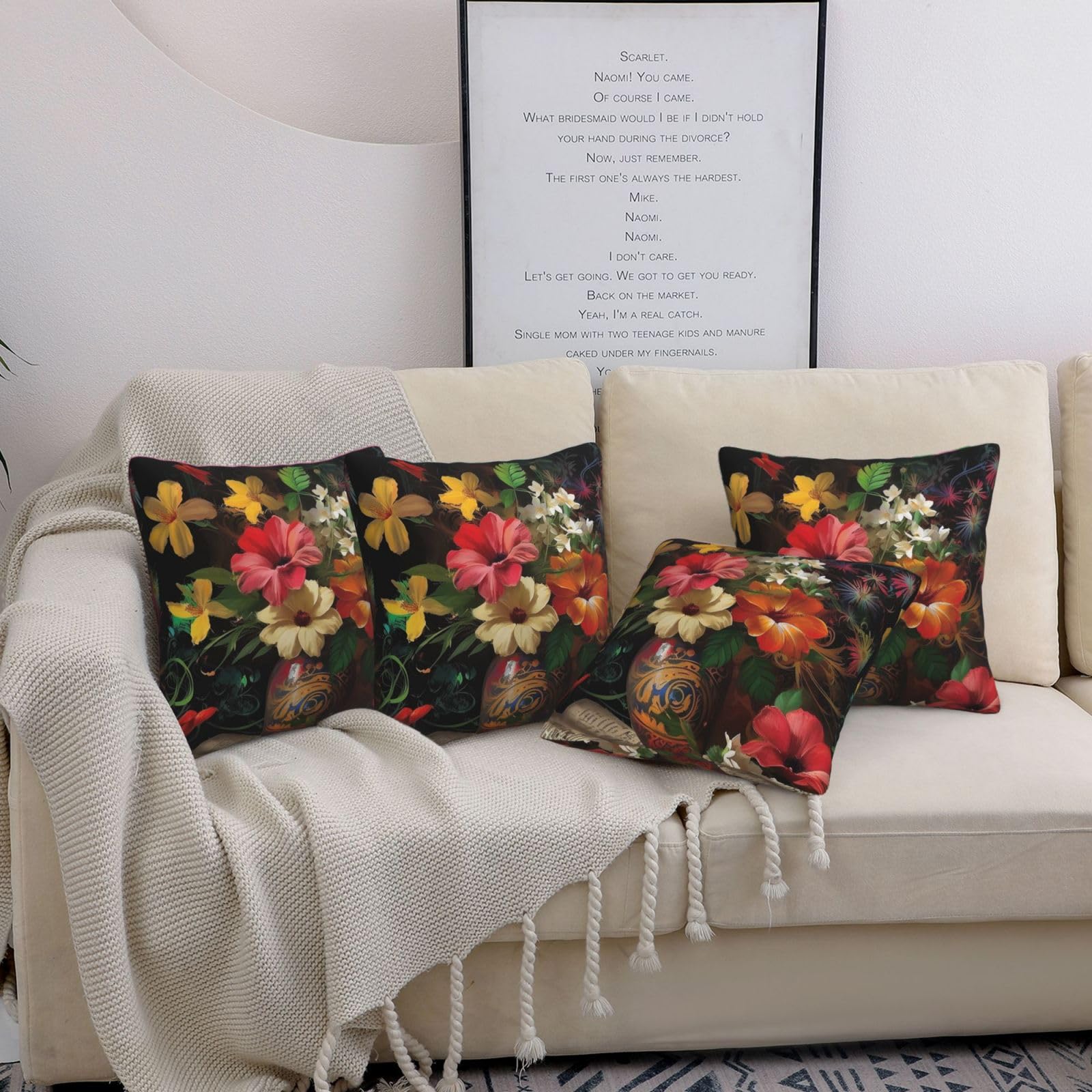 Housse de coussin moderne lot de 4 à motif floral pour sublimer votre chambre