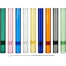 9 Pack Borosilicate Blowing Tubes, 4 Inches Long 12mm OD 2mm Thick Pure Glass, High Heat Resistance Tube for Industrial, Laboratory and Craft Projects etc.,With Cleaning Brush