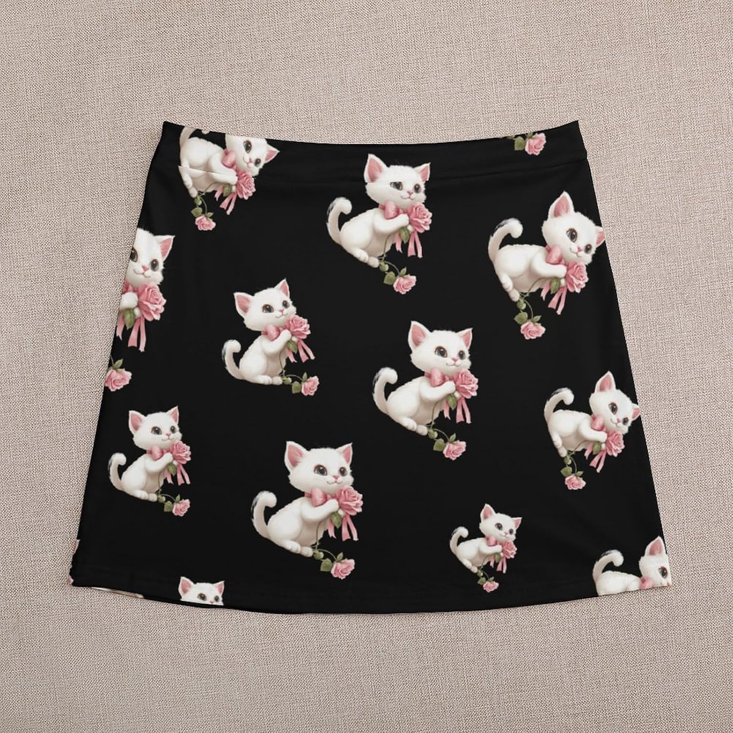 Cats Bow Roses Skorts for Women Mini A-line Skirt Casual Tennis Golf Short Skirts