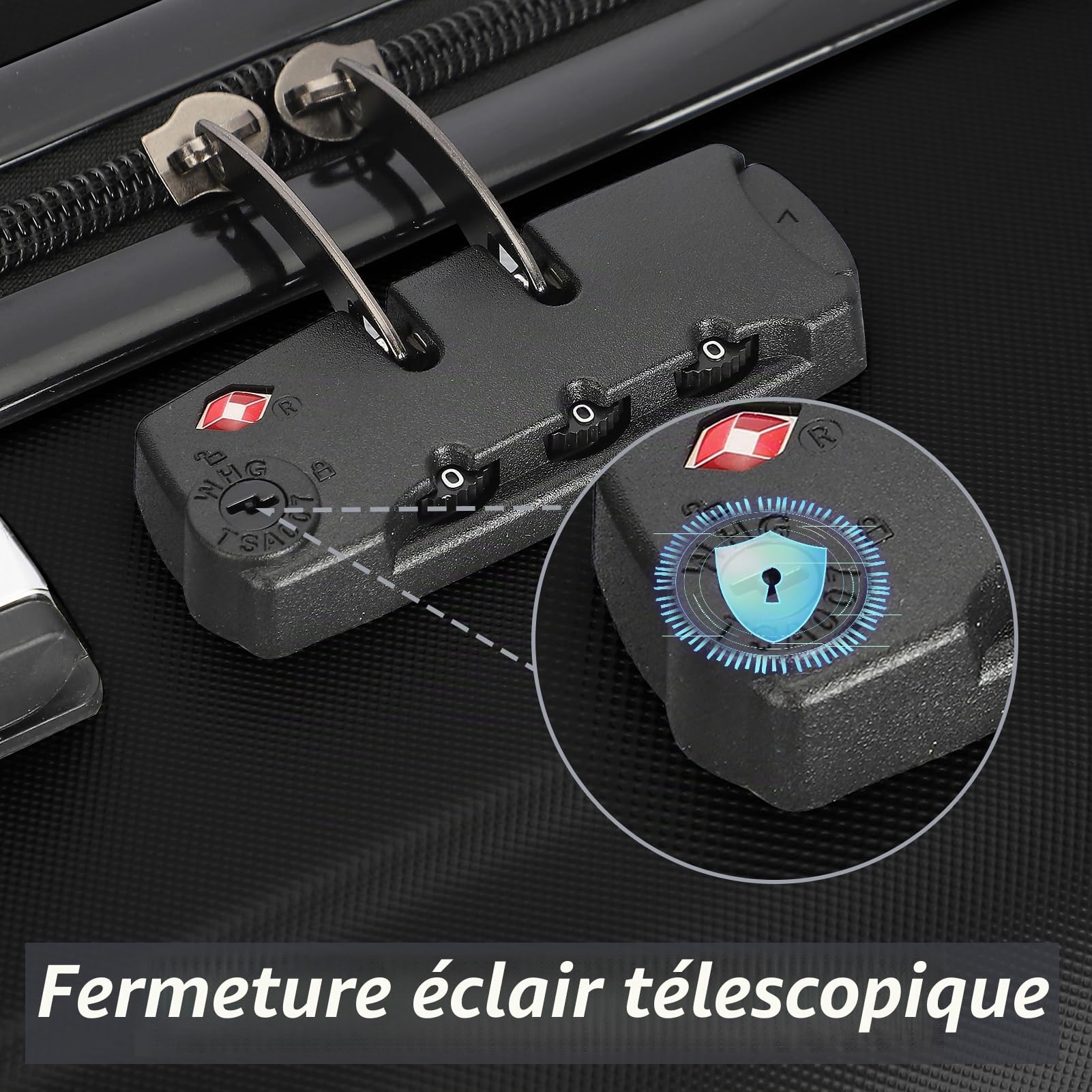 BRILVERDE Lot de 3 valises avec 4 roulettes et Serrure à Combinaison, Valise Rigide en ABS, Valise à roulettes, Valise de Voyage, poignée télescopique M-L-XL, Morden (Noir A)