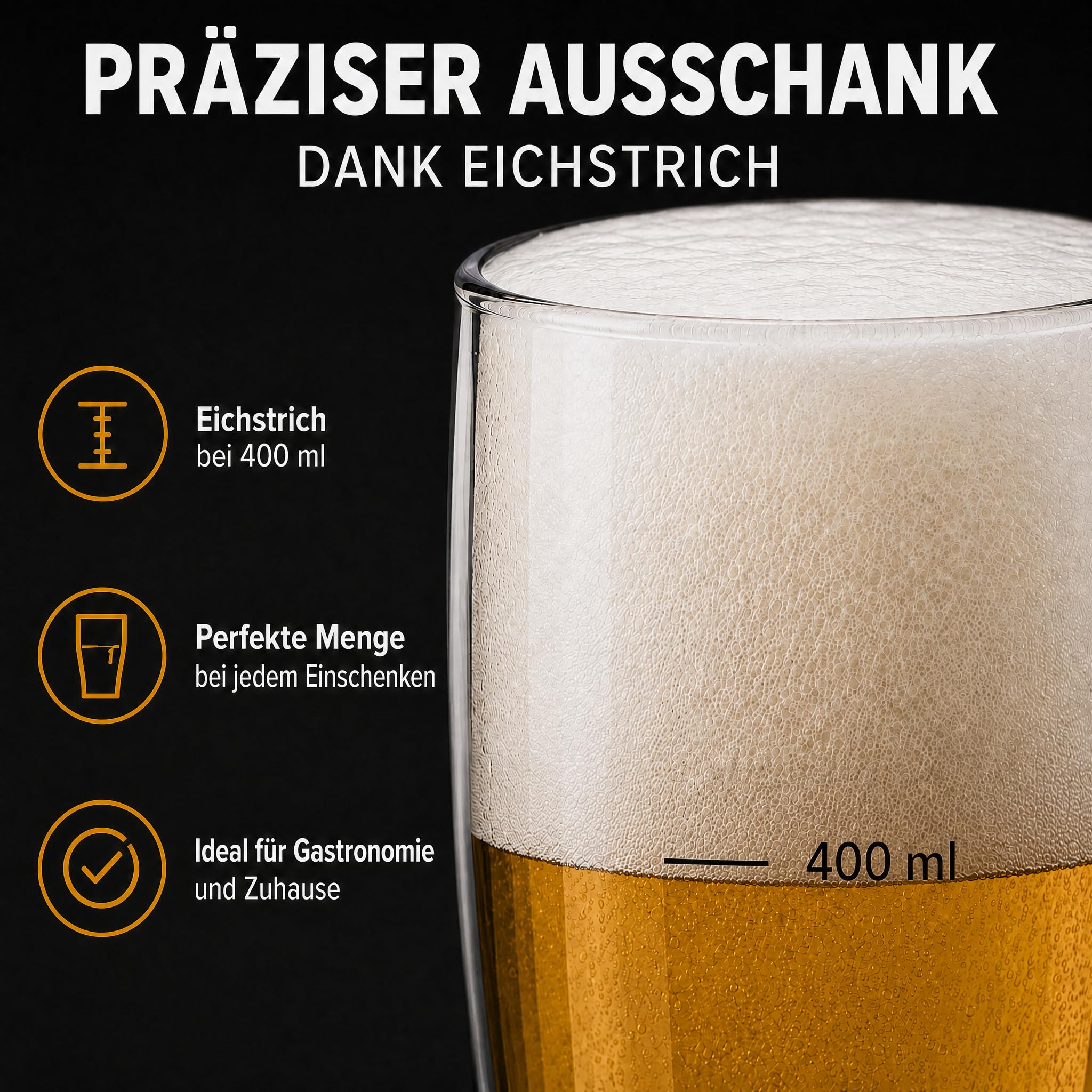 Willibecher 500 ml, geeicht 400 ml, 36er Set Trinkgläser | Klare Biergläser mit sichtbarem Eichstrich – für Gastronomie, Events und den täglichen Gebrauch
