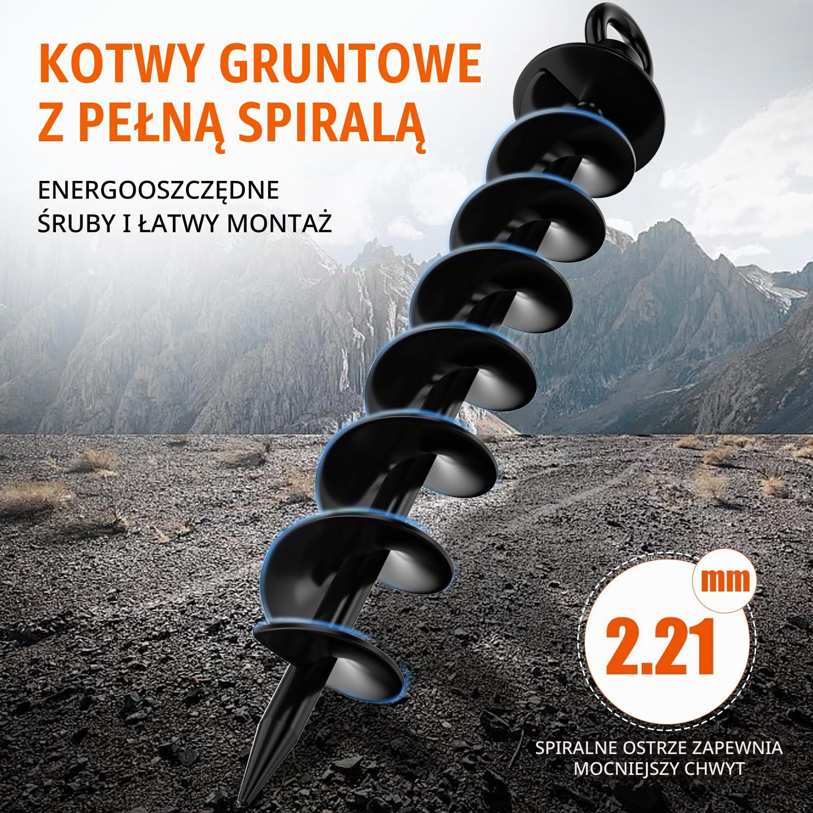 Kotwy uziemiające, wkręcane, 4-pak, spiralne kotwy do trampoliny z nakrętką i zestawem huśtawek, kołki namiotowe, wysoki wiatr, wytrzymałe, do szop, wiatru, przyczepy kempingowej, czarne