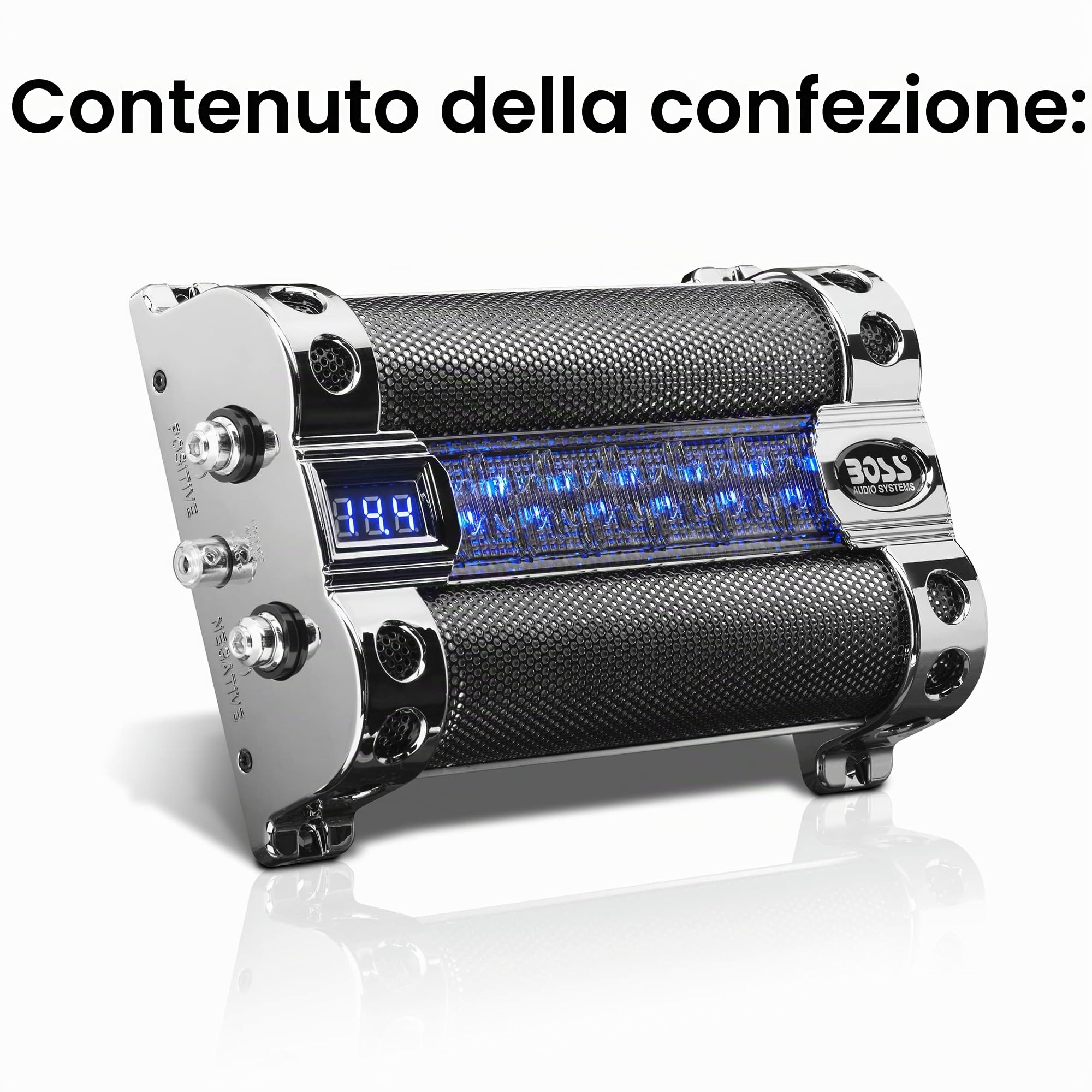 Boss Audio Systems CAP8 Piano Nero, Cromo condensatore