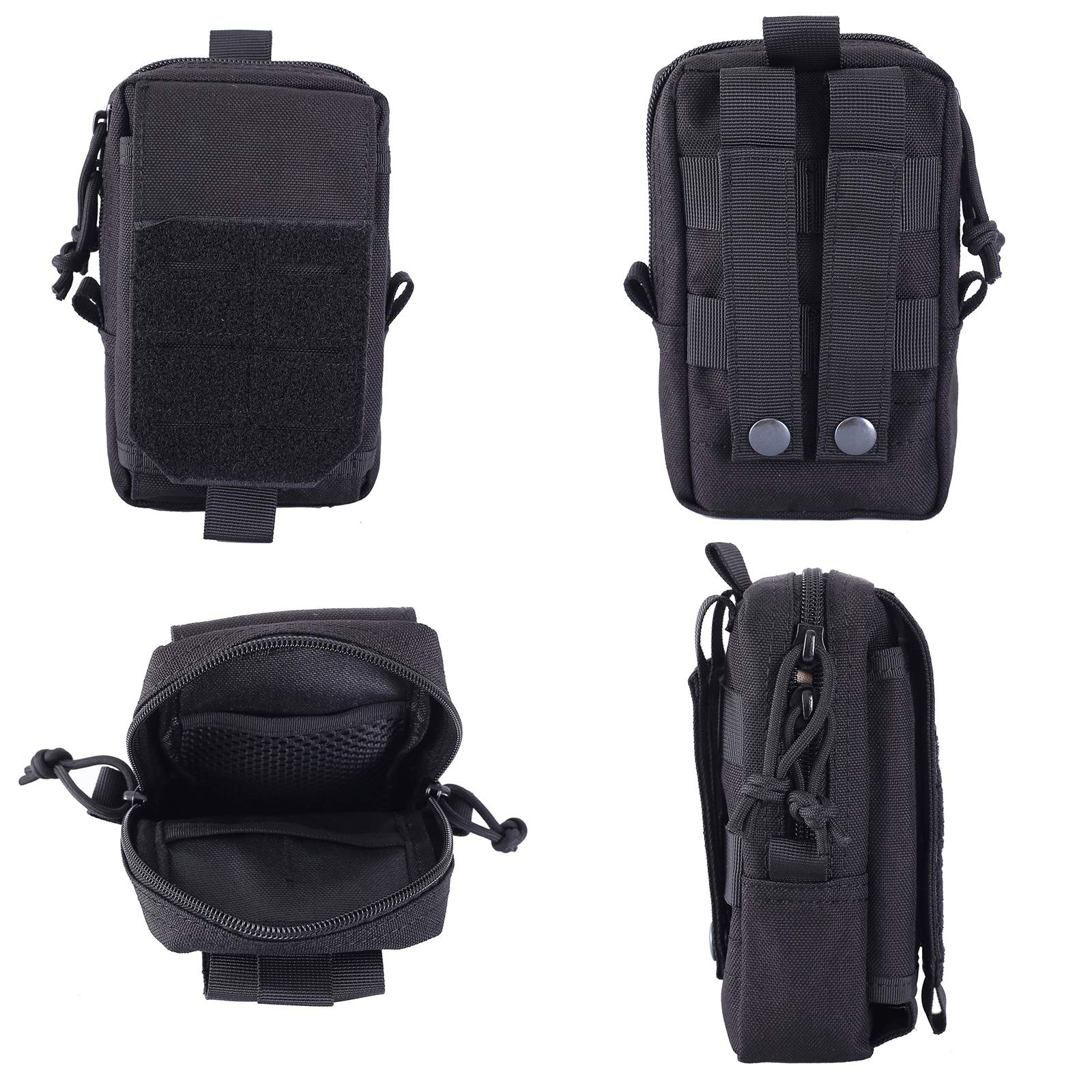 Arnés Perros Chaleco Táctico, Entrenamiento De Trabajo Molle Chaleco,MOLLE Compacta Arnés Nailon Bolsas Chaleco Abrigo para Mascota Senderismo, Caminar con Asa Y 2 Bolsos Desmontables,Negro,M