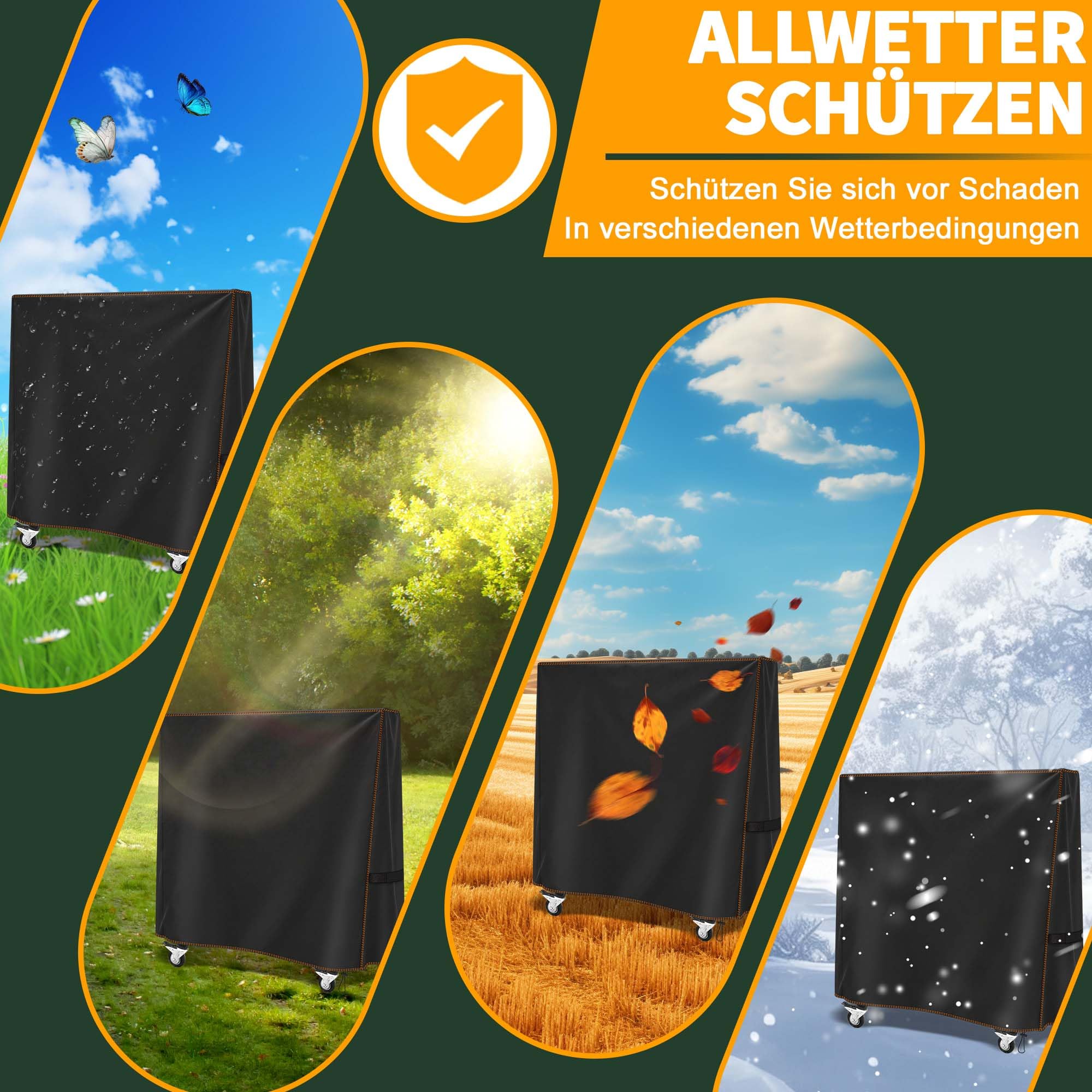 Tischtennisplatte Abdeckung Wasserdichte,Hülle Tischtennisplatte Winddicht für Outdoor und Indoor,Reißfest UV-Beständiges Tischtennis Schutzhülle(165 x 36/71 x 185 cm)