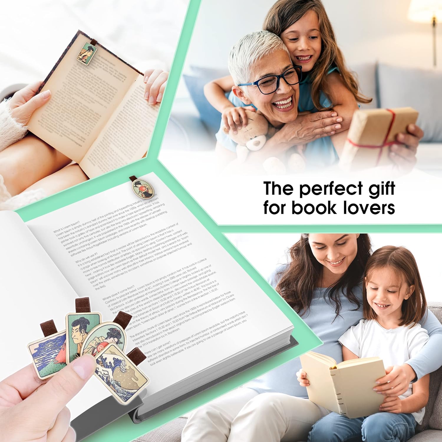 Kawaii Magnetic Bookmarks, Handmade Wooden Bookmarks, Japanese Bookmark for Women Men Kids, Cute Bookmarks Book Lovers Gifts, Unique Japanese Gifts Ideas | 4 Pieces, Japan