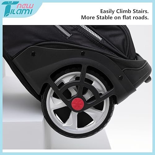 Miniatura 3 de NEW TILAMI Mochila con ruedas para adolescentes, mochila con ruedas para portátil, bolsa de viaje para universidad, Tabla de skate negra, Mochilas