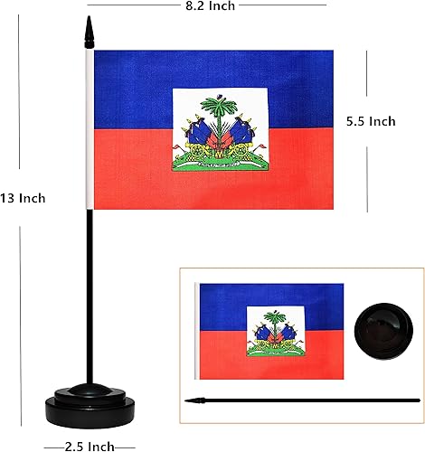 Miniatura 8 de Juego de banderas de escritorio de Cuba, paquete de 2 banderas cubanas de mesa para oficina, mini bandera de escritorio pequeña con poste negro