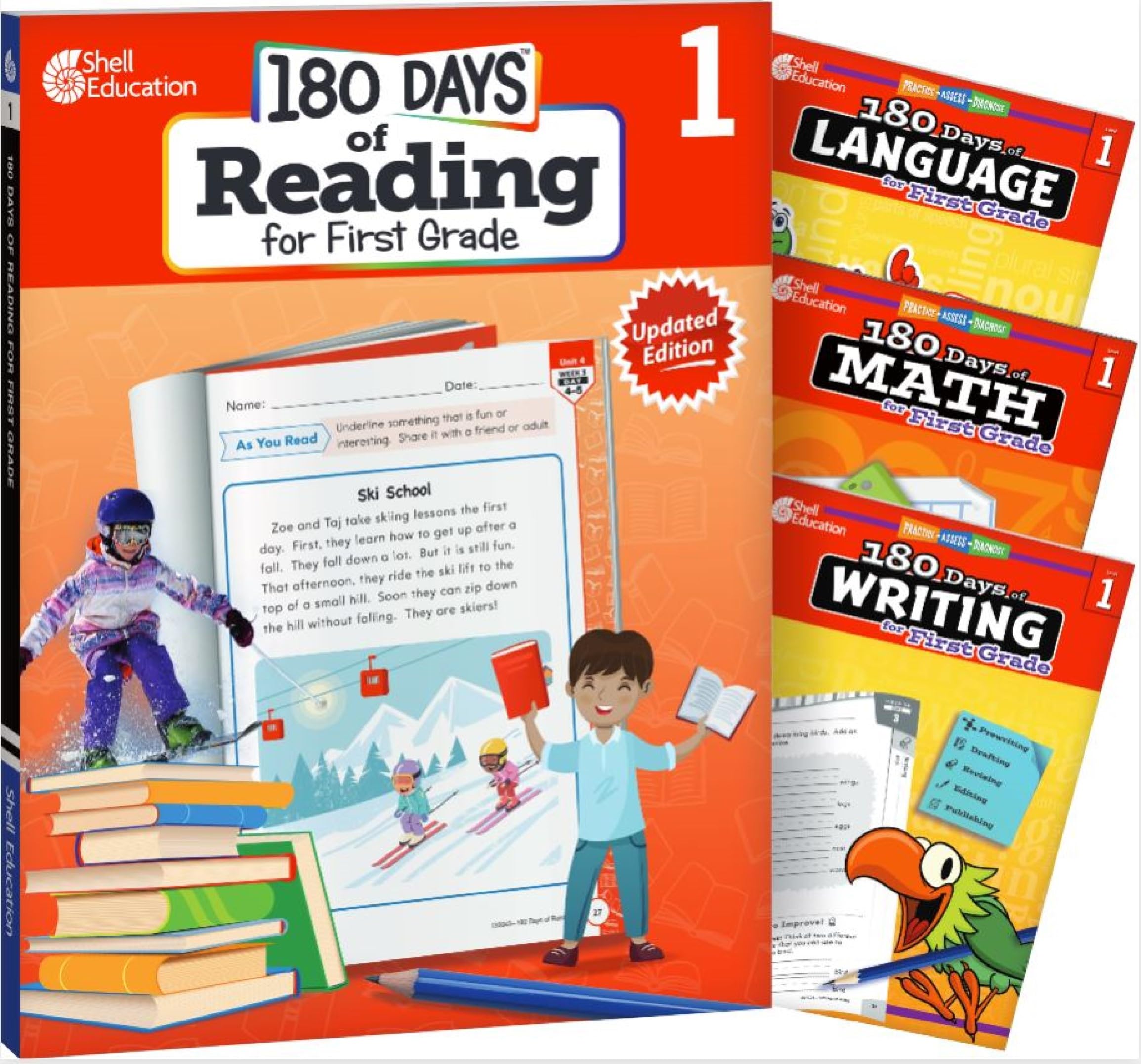 180 Days of Practice 4 Book Bundle: Daily Activities to Strengthen First Grade Literacy and Math Skills