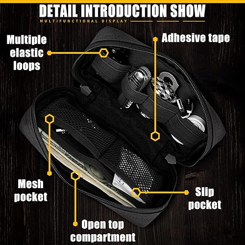 Miniatura 3 de bvya Bolsa táctica EDC para uso general, bolsa de administración Molle, organizador de herramientas horizontal, bolsa multiusos, funda de mapa
