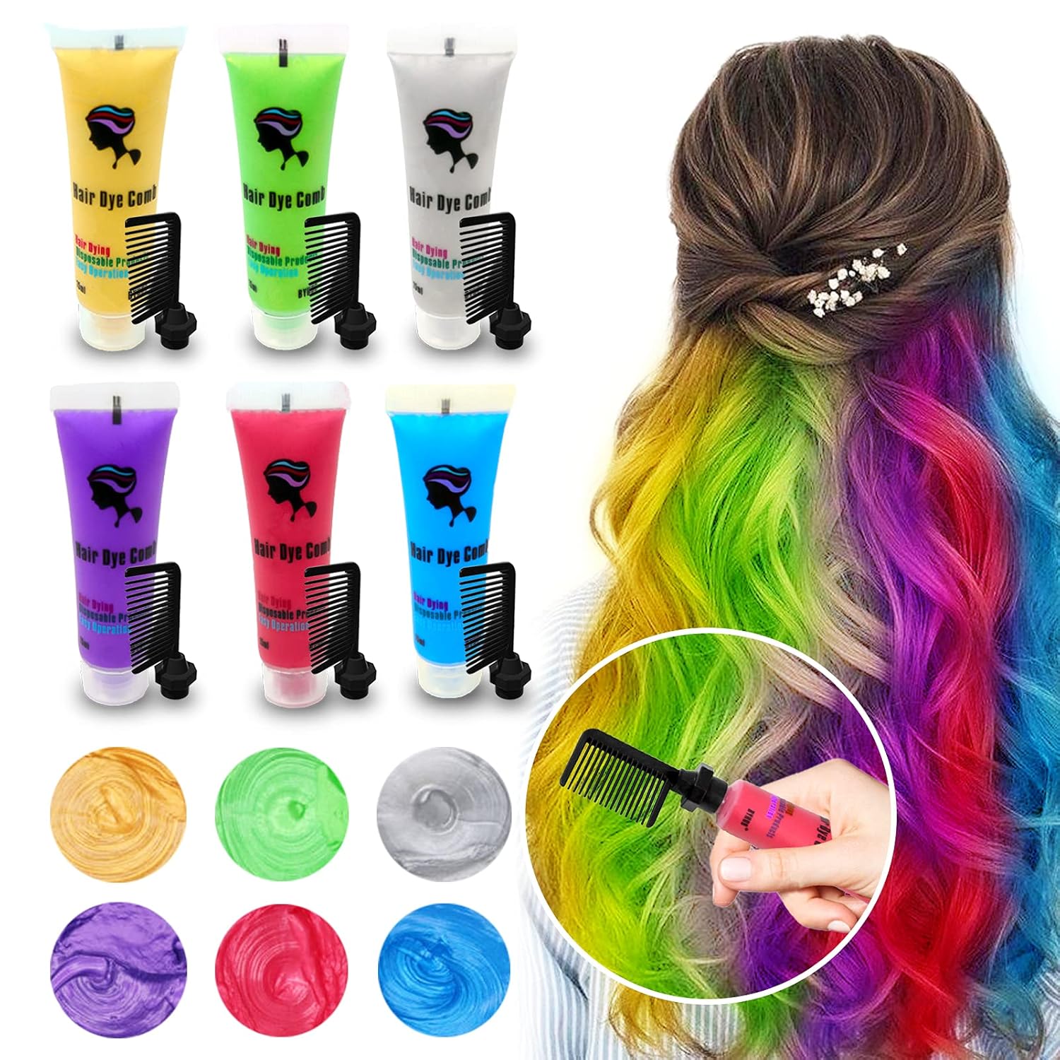 Buy 6PCS Temporary Hair Dye For Dark Light Hair Hair Chalk For Girls Buy 6PCS Temporary Hair Dye For Dark Light Hair Hair Chalk For Girls