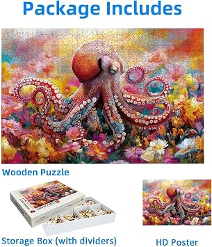 Octopus Puzzles for Adults 2000 Pieces, Animal Jigsaw Puzzles for Adults, 2000 Pieces Wooden Puzzle for Adult, Challenging Game for Families, Wooden Puzzle for Home Decor, Gifts for Women/Men,1706
