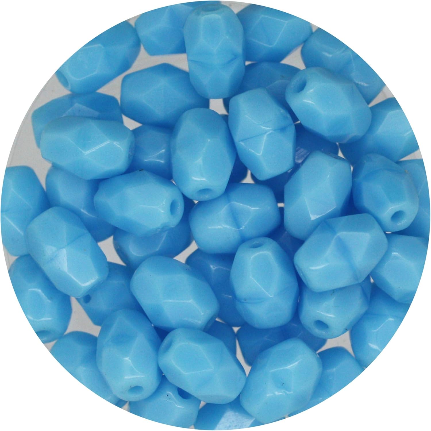Glass Beads Oval Turquoise Blue Opaque 6mm x 4mm Czech Fire Polished