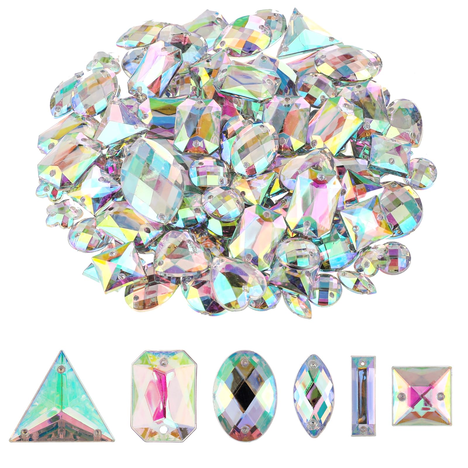 500 Strass Da Cucire Acrilici - Forme Miste Con 2 Fori Per Decorazioni - Foto 11