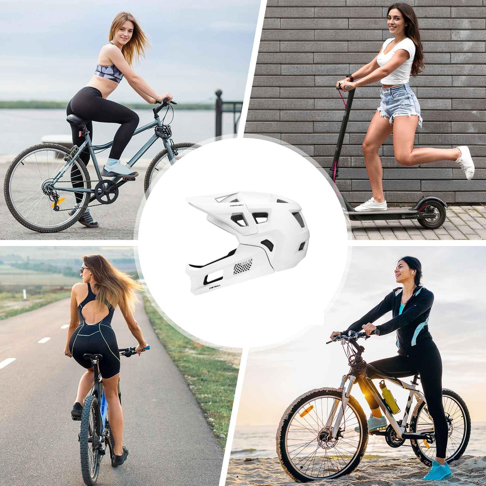 Qianly Casque de Vélo de Montagne pour Adulte avec Mentonnière Amovible pour Une Protection Complète du Visage, Blanc