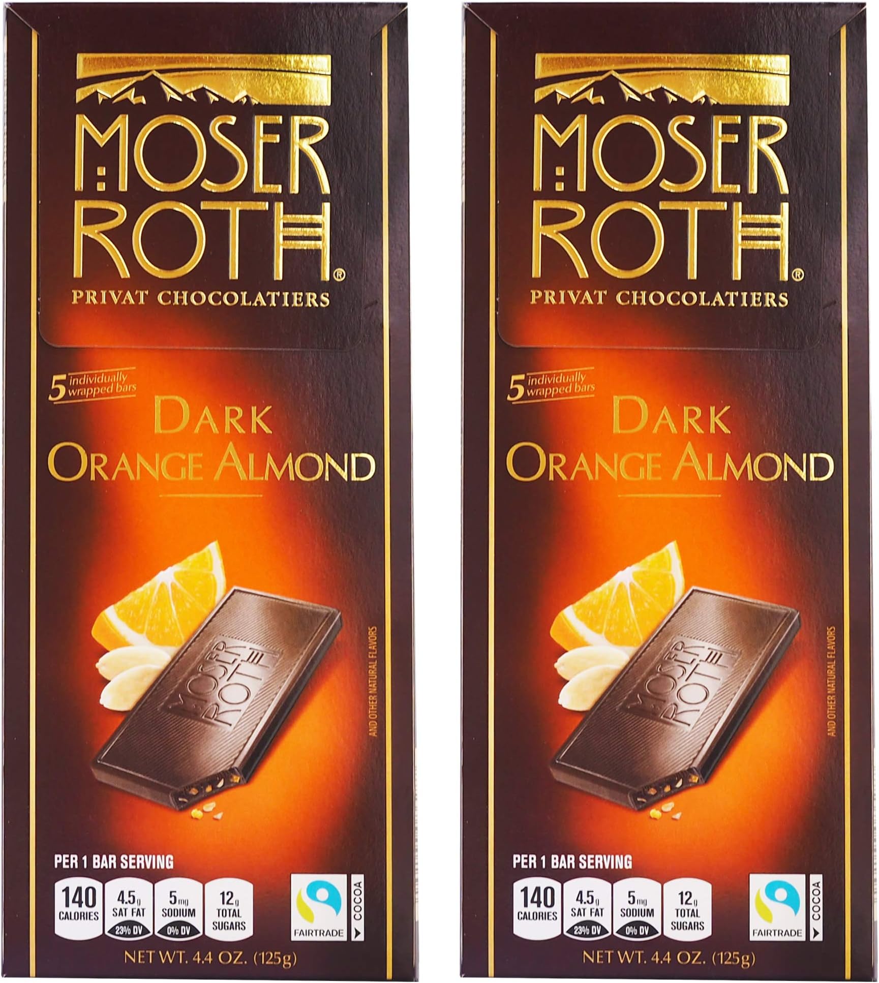 German Dark Chocolate Bars -Orange & Almond (pack of 2)