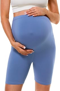 BAYDI Creamlush Maternity Trousers Short - 13 cm Pregnancy Leggings Breathable Maternity Fashion with Adjustable Waistband Shorts for Pregnant Women Yoga Pilates Home Pyjamas 1 Pack - Blue M