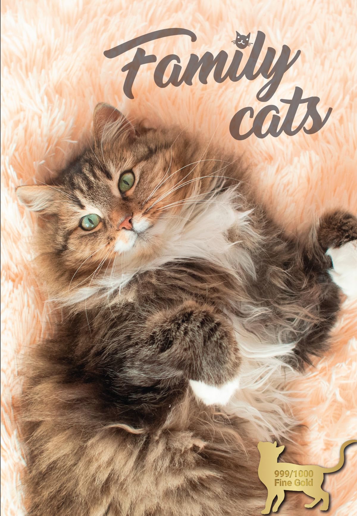 Family Cats - Familienkatzen | Sammelalbum | Komplettset mit 12 Exemplaren | Feingold | Brilliante Farbapplikation | Mit Echtheitszertifikaten